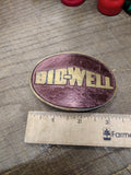 Vtg BIDWELL Brass Oval Belt Buckle Dynabuckle Provo Utah USA 3.25 x 2.25 inches