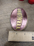 Vtg BIDWELL Brass Oval Belt Buckle Dynabuckle Provo Utah USA 3.25 x 2.25 inches