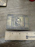 Vtg 1978 Pennsylvania State Mine Rescue Contest Brass Belt Buckle 3.25 x 2.25 in