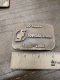 Vtg SS Stowers & Sons 1956-1986 30 Year Brass Belt Buckle 3 x 2 inches