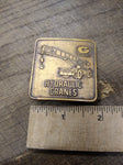 Vtg GROVE Hydraulic Cranes Brass Belt Buckle 2 x 2 inches