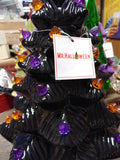 Mr Halloween Illuminated Black Ceramic Tree Jack O Lantern Topper 14" Works Good