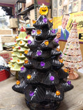 Mr Halloween Illuminated Black Ceramic Tree Jack O Lantern Topper 14" Works Good
