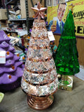 Unbranded Illuminated Copper Christmas Tree Faceted Glass Gems 13" Works!