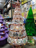Unbranded Illuminated Copper Christmas Tree Faceted Glass Gems 13" Works!