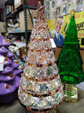 Unbranded Illuminated Copper Christmas Tree Faceted Glass Gems 13" Works!