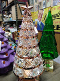 Unbranded Illuminated Copper Christmas Tree Faceted Glass Gems 13" Works!