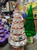 Unbranded Illuminated Copper Christmas Tree Faceted Glass Gems 13" Works!