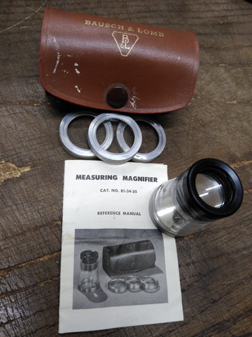 Vtg Bausch & Lomb 7X Measuring Magnifier Device Loupe No 81-34-35 w/Case Nice!