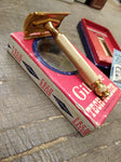 Vtg Gillette Gold Tech Double Edge Ball End Safety Razor w/Box Very Good Cond.!