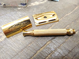 Vtg Gillette Gold Tech Double Edge Ball End Safety Razor w/Box Very Good Cond.!