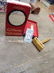 Vtg Gillette Gold Tech Double Edge Ball End Safety Razor w/Box Very Good Cond.!