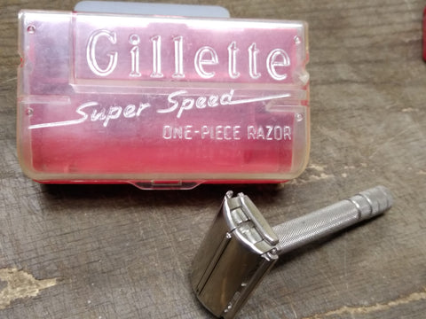Vtg Gillette Super Speed Double Edge TTO Safety Razor Orig. Box Good Condition!