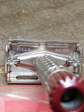 Vtg Gillette Super Speed DE TTO Red Flare Tip Safety Razor 1956 Orig Box V Good!