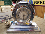 Vtg Ingraham Electric Chrome Horse Shoe Mantle Desk Clock 1930"s Parts Repair