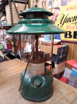 Vtg Coleman Model 228H Double Mantle Gas Lantern with Pyrex Glass Globe 1974 USA