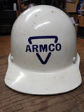 Vtg MSA ARMCO STEEL Fiber Glass Tiger Stripe Skullgard Hard Hat Good Suspension!