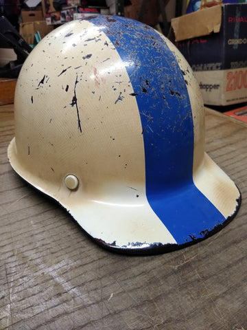 Vtg 1977-78 MSA Skullgard Fiberglass Tiger Stripe Bump Cap Hard Hat w/Suspension