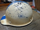 Vtg 1977-78 MSA Skullgard Fiberglass Tiger Stripe Bump Cap Hard Hat w/Suspension