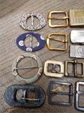 Vtg 28 Piece Mid Century Modern Fashion Belt Buckle Lot Bakelite Brass Metal
