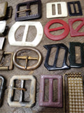 Vtg 28 Piece Mid Century Modern Fashion Belt Buckle Lot Bakelite Brass Metal