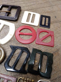 Vtg 28 Piece Mid Century Modern Fashion Belt Buckle Lot Bakelite Brass Metal