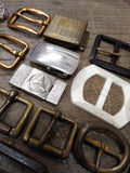 Vtg 28 Piece Mid Century Modern Fashion Belt Buckle Lot Bakelite Brass Metal