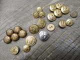 Vtg 23 Piece Military Fashion Button Lot Scoville Waterbury Brass Metal Plastic