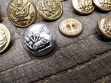 Vtg 23 Piece Military Fashion Button Lot Scoville Waterbury Brass Metal Plastic
