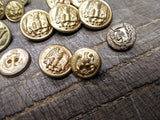 Vtg 23 Piece Military Fashion Button Lot Scoville Waterbury Brass Metal Plastic