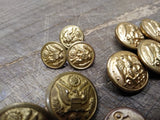 Vtg 23 Piece Military Fashion Button Lot Scoville Waterbury Brass Metal Plastic