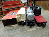 Vtg 3 Piece O Gauge Lionel Train Railroad Car Lot Transformer Tanker Box Cars