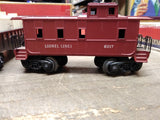 Vtg 2 Pc O Gauge Lionel Train Railroad Car Lot 6112 Gondola w/Tanks 6017 Caboose