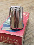Vtg Gillette Tech Double Edge TTO Safety Razor Date Code X-3 1952 With Box!