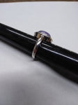 Vtg 925 Sterling Silver Lavender Jade Oval Cabochon and MOP Accents Ring Size 8