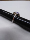 Vtg 925 Sterling Silver Lavender Jade Oval Cabochon and MOP Accents Ring Size 8
