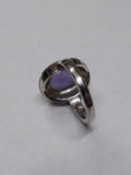 Vtg 925 Sterling Silver Lavender Jade Oval Cabochon and MOP Accents Ring Size 8