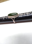 Vtg 925 Sterling Silver Green Jade Stone South West Style Ring Size 6.75