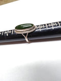 Vtg 925 Sterling Silver Green Jade Stone South West Style Ring Size 6.75