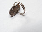 Vtg 925 Sterling Silver Green Jade Stone South West Style Ring Size 6.75