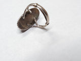 Vtg 925 Sterling Silver Green Jade Stone South West Style Ring Size 6.75