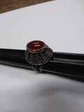 Vtg 925 Sterling Silver Oval Carnelian Stone South West Style Ring Size 7.5