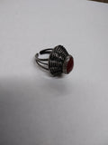 Vtg 925 Sterling Silver Oval Carnelian Stone South West Style Ring Size 7.5