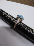 Vtg 925 Sterling Silver Blue Topaz? Checkerboard Cut Stone Ring Size 7 Very Nice