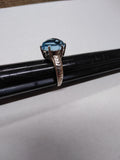 Vtg 925 Sterling Silver Blue Topaz? Checkerboard Cut Stone Ring Size 7 Very Nice