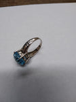 Vtg 925 Sterling Silver Blue Topaz? Checkerboard Cut Stone Ring Size 7 Very Nice