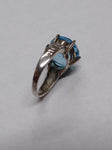 Vtg 925 Sterling Silver Blue Topaz? Checkerboard Cut Stone Ring Size 7 Very Nice