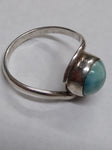 Vtg 925 Sterling Silver Robin Egg Larimar Round Stone Ring Size 8 Very Nice!