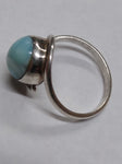 Vtg 925 Sterling Silver Robin Egg Larimar Round Stone Ring Size 8 Very Nice!