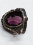 Vtg 925 Sterling Silver Amethyst Faceted Stone Ring Filigree Size 5.5 Very Nice!